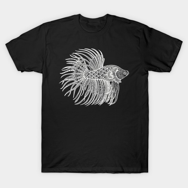 White Betta Fish T-Shirt by Hareguizer